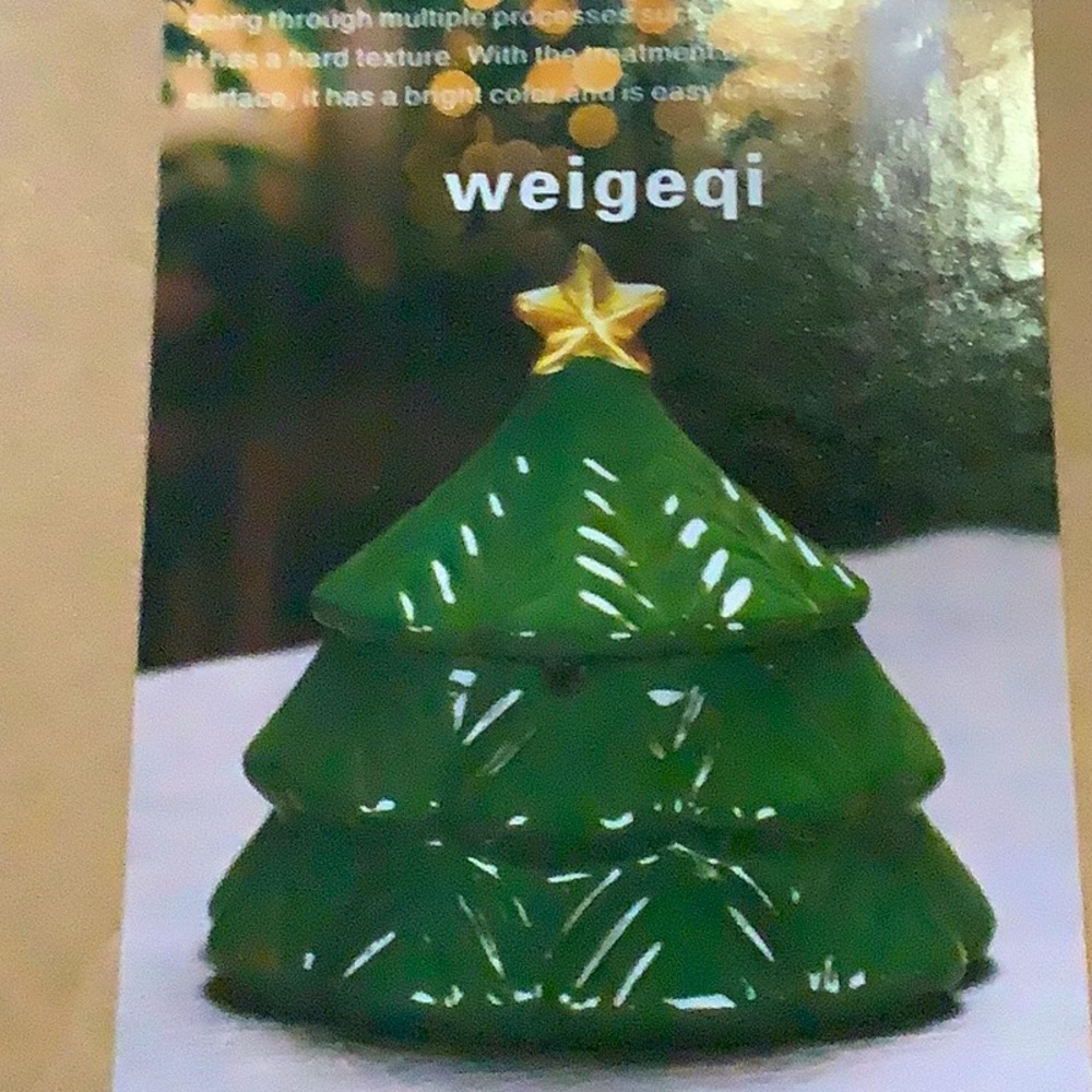 Green Ceramic Christmas Tree with Gold Star
